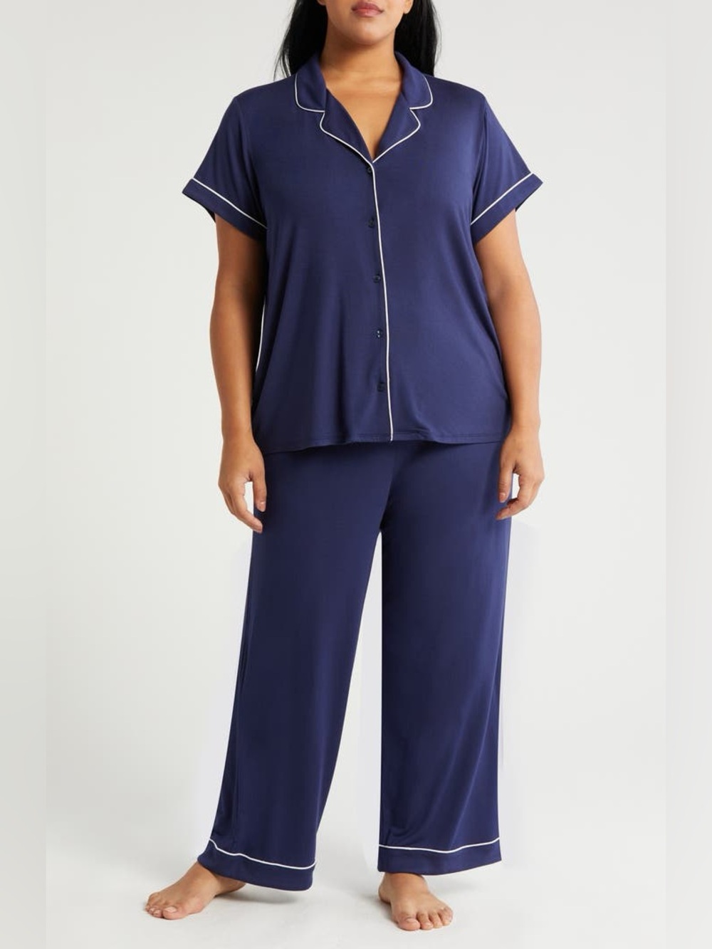 Nordstrom Moonlight Eco Crop Pajamas in Navy Peacoat